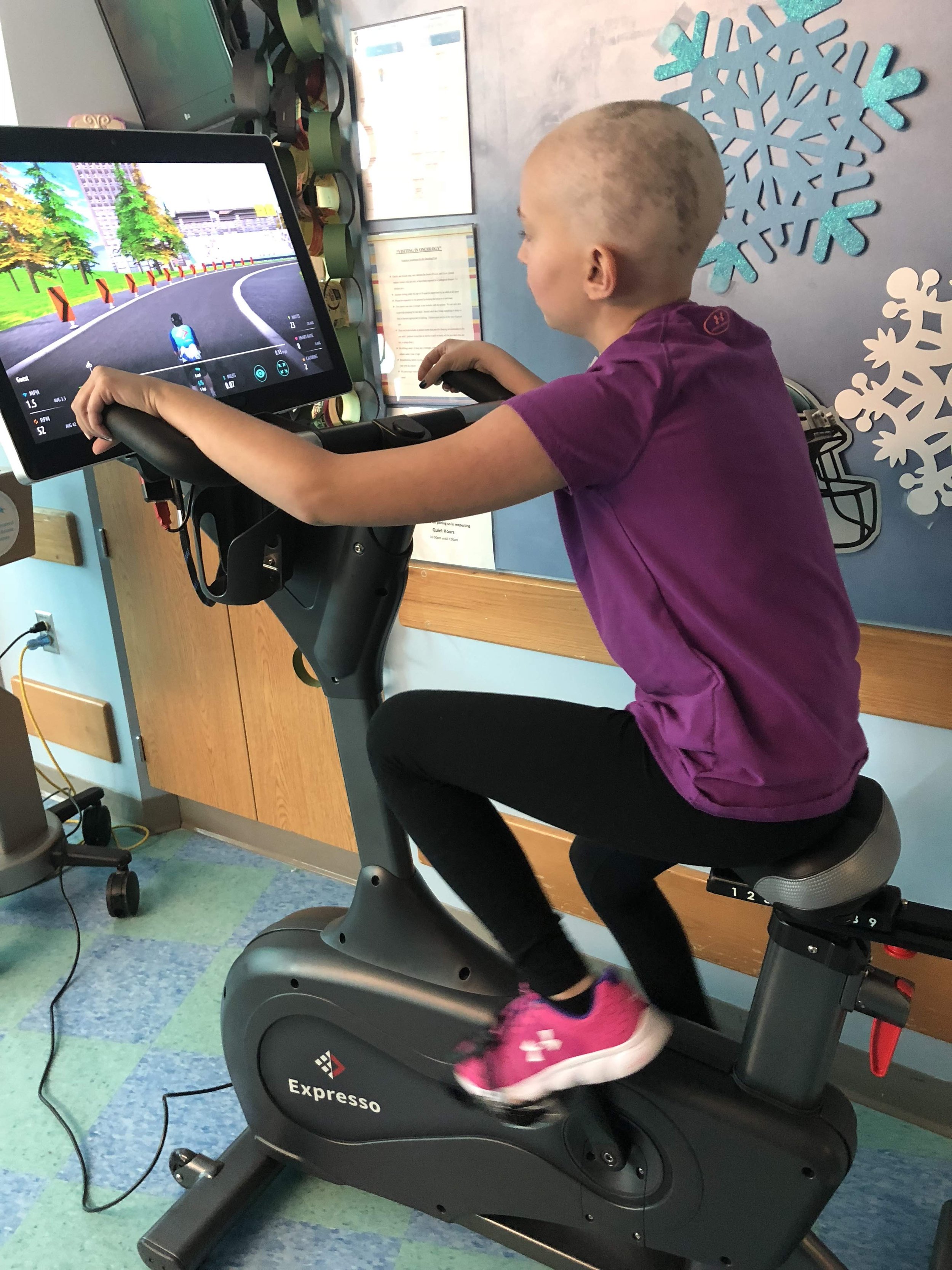 Child Cancer Patient on E-Bike with Games--Integrative Oncology