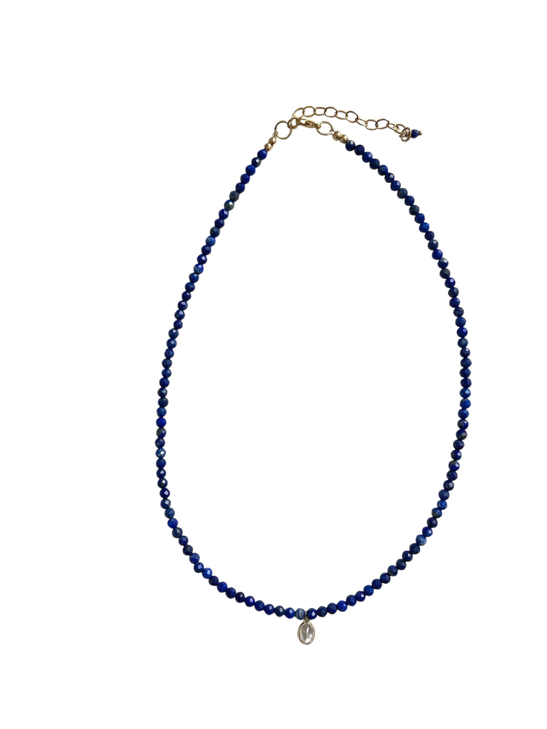 Blue Lapis with Oval Topaz Dangle