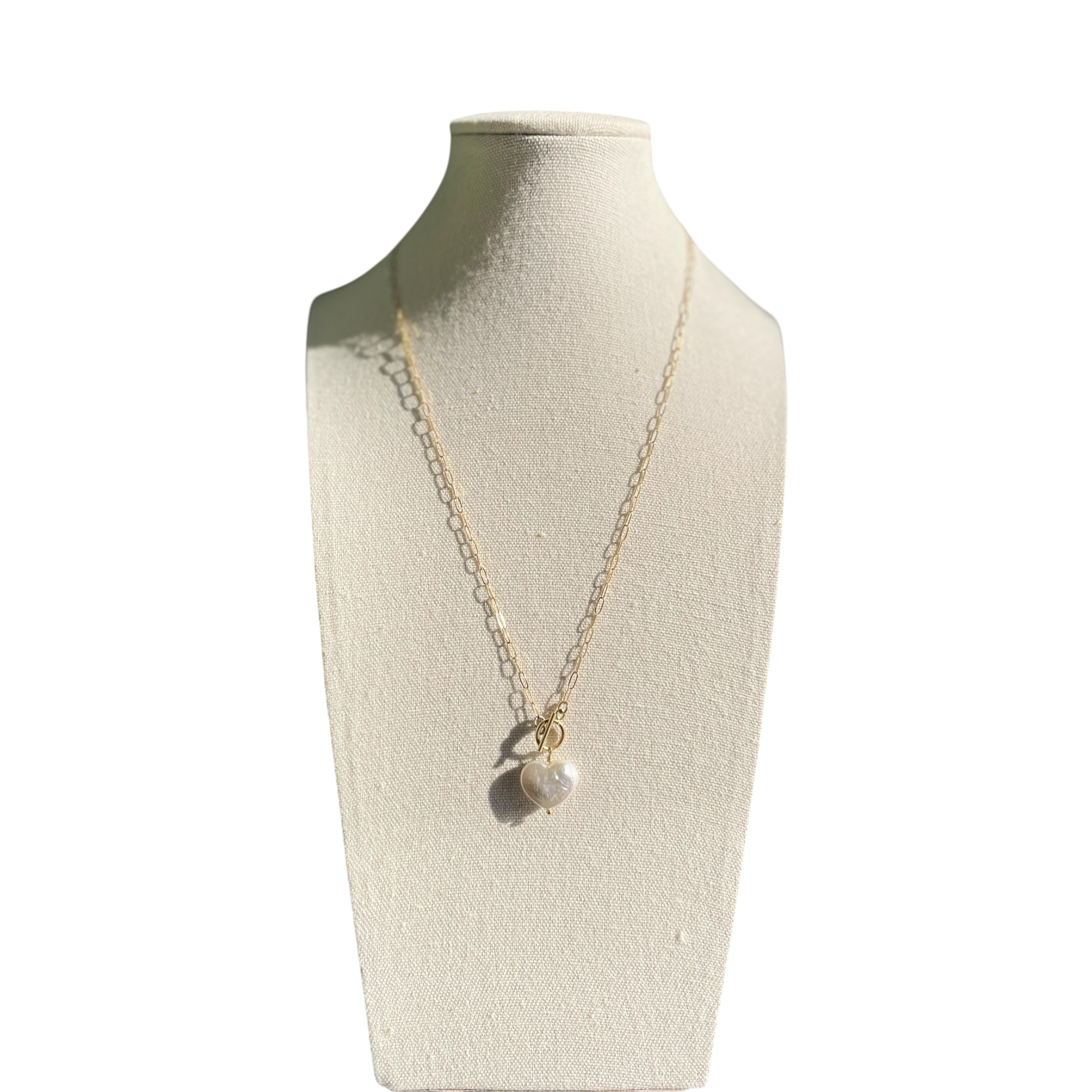 Mother of Pearl Heart Gold Toggle