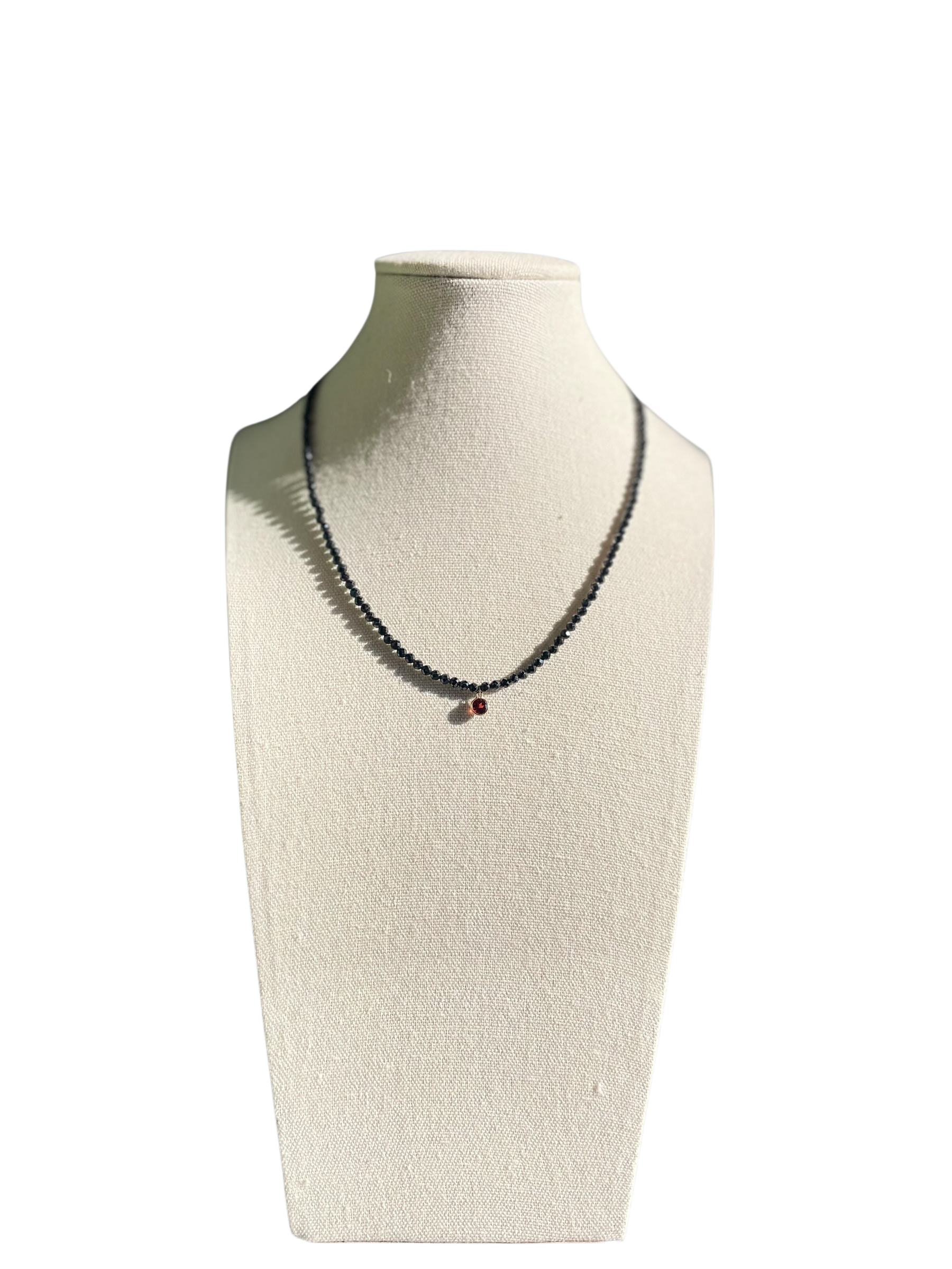 Black Spinal with Garnet Gemstone