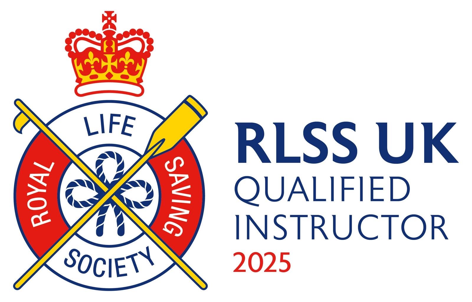 Royal Life Saving Society UK badge indicating the individual is a qualified instructor in 2025.