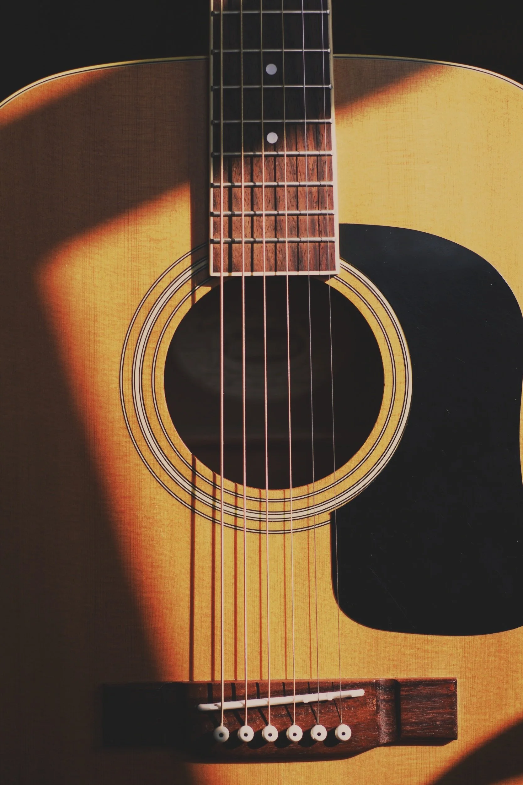 detailed picture of an acoustic guitar