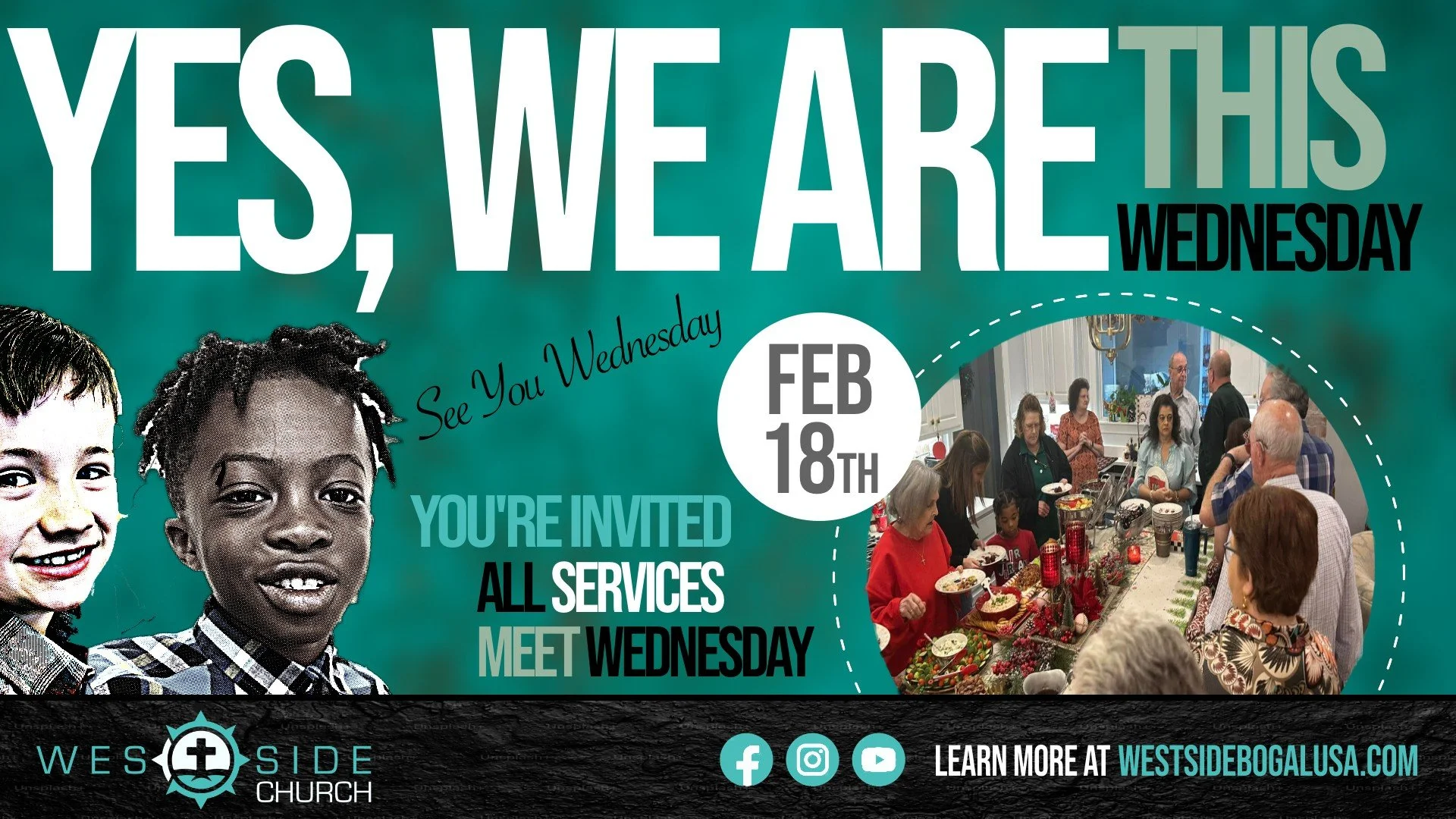 YES, WE ARE... having church this Wednesday!
Schools may be out this week&hellip; But church is not. Even though students are out of school, we are still gathering for all of our regular Wednesday services on February 18. Don&rsquo;t let the schedule