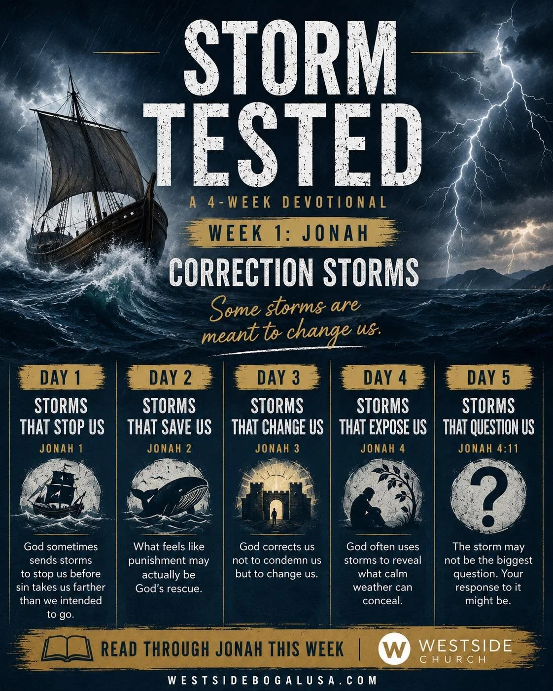 DAY 3 &mdash; STORMS THAT CHANGE US

READ
Jonah 3

STORM WARNING

One of the most encouraging verses in Jonah is found at the beginning of chapter three:

&ldquo;The word of the Lord came to Jonah the second time.&rdquo;

God didn&rsquo;t give up on 