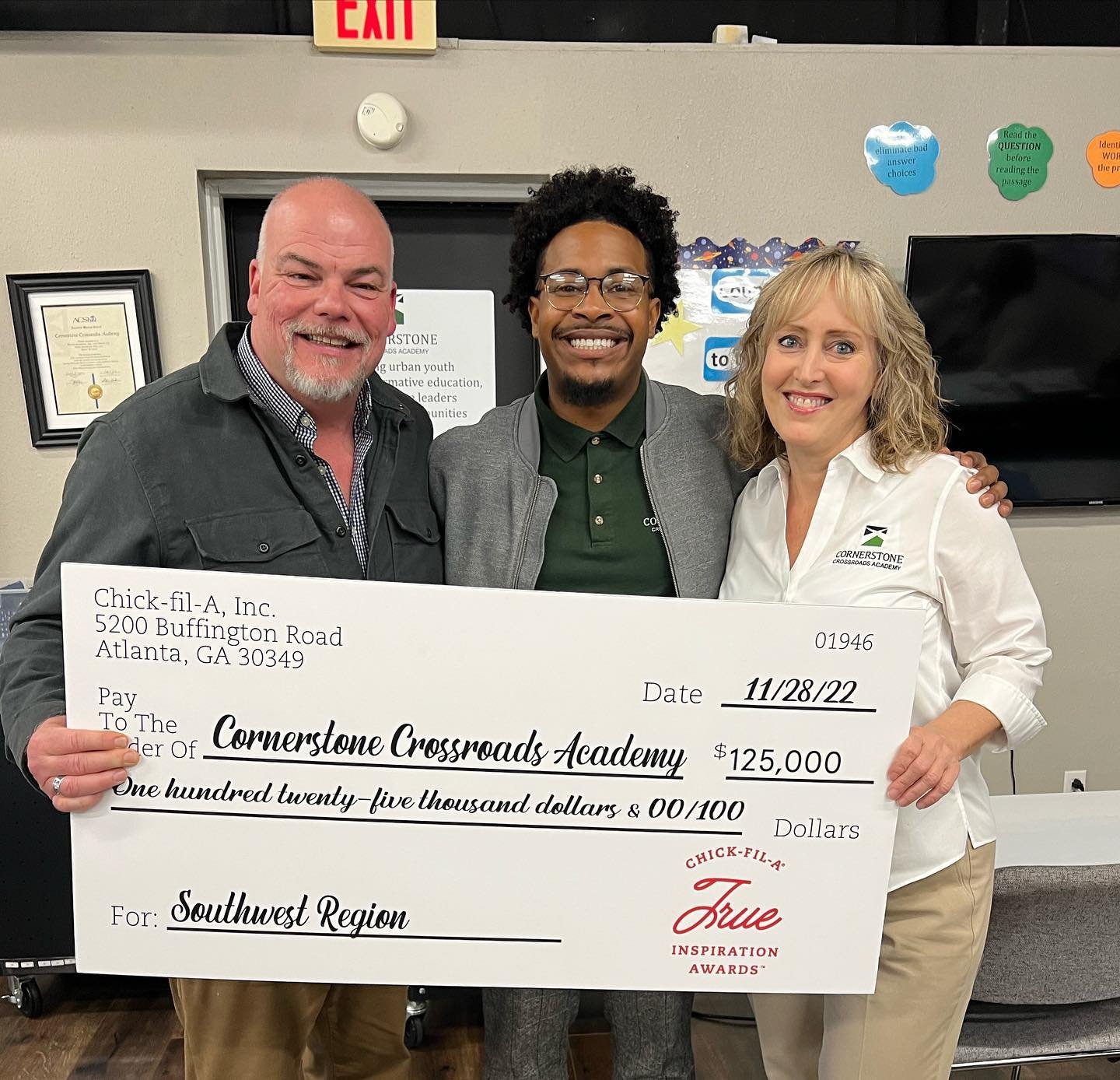 Chick-fil-A 2023 True Inspiration Award Check Presentation