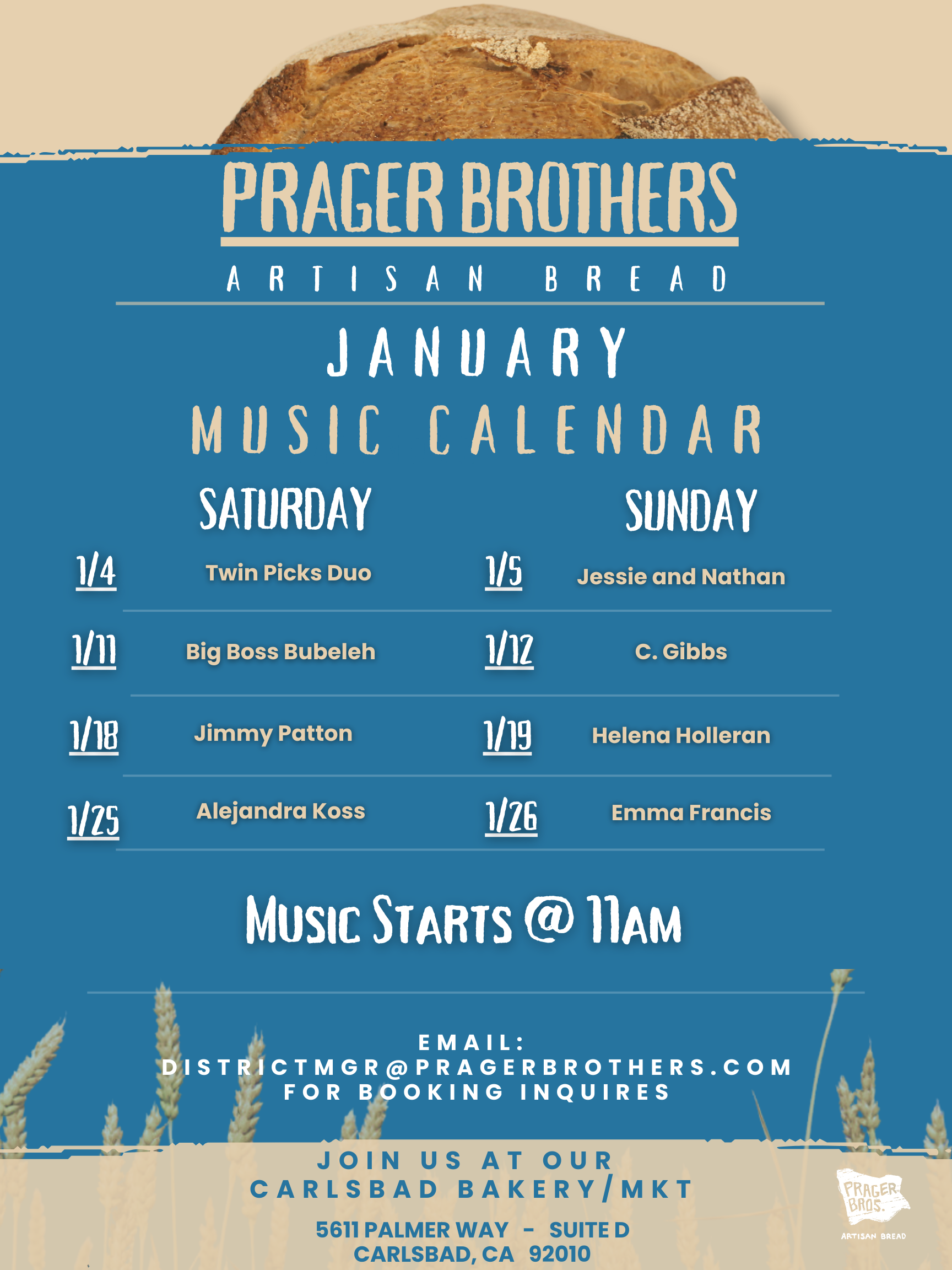 Music Calendar — Prager Brothers Artisan Breads