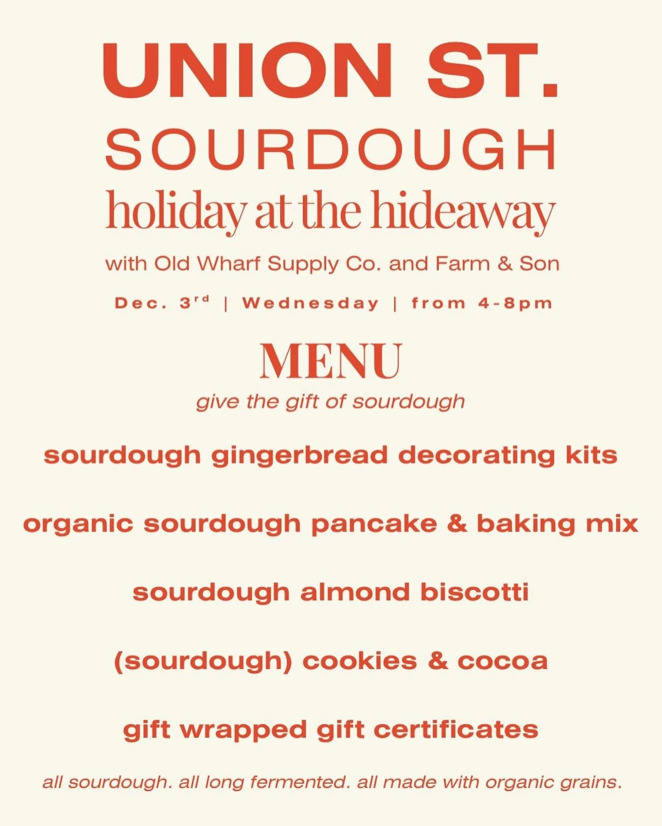 I hope you&rsquo;ll join us next Wednesday, December 3rd from 4&ndash;8pm at @hideawaymaine for a holiday pop-up with @oldwharfsupplyco and @farmandson 

What to expect:

Wreath Making Workshop Learn how to make a stunning wreath from @FarmandSon 6-8