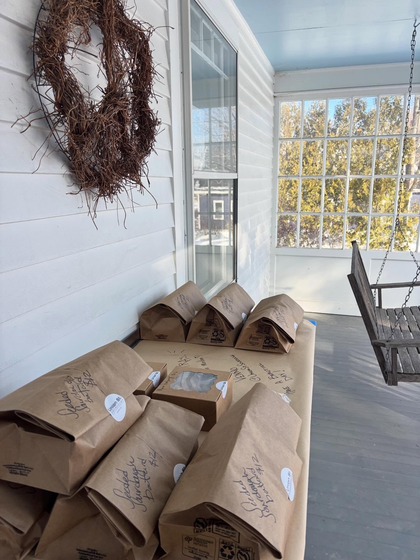 Extras are out and available on the porch - first come first served. Cash or Venmo. 

All made with organic grains and long fermented to optimize the benefits of sourdough.

* seeded sourdough batards
* Classic sourdough batards
* Wild Maine blueberr