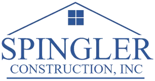 Logo of Spinger Construction Inc. with blue text and a house roof graphic above the company name.