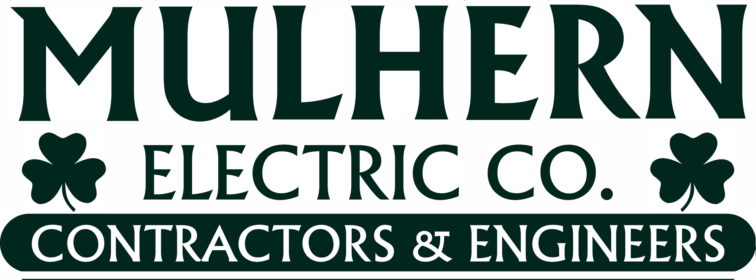 Logo for Mullan Electric Co. with the text 'Contractors & Engineers' and decorative shamrocks.