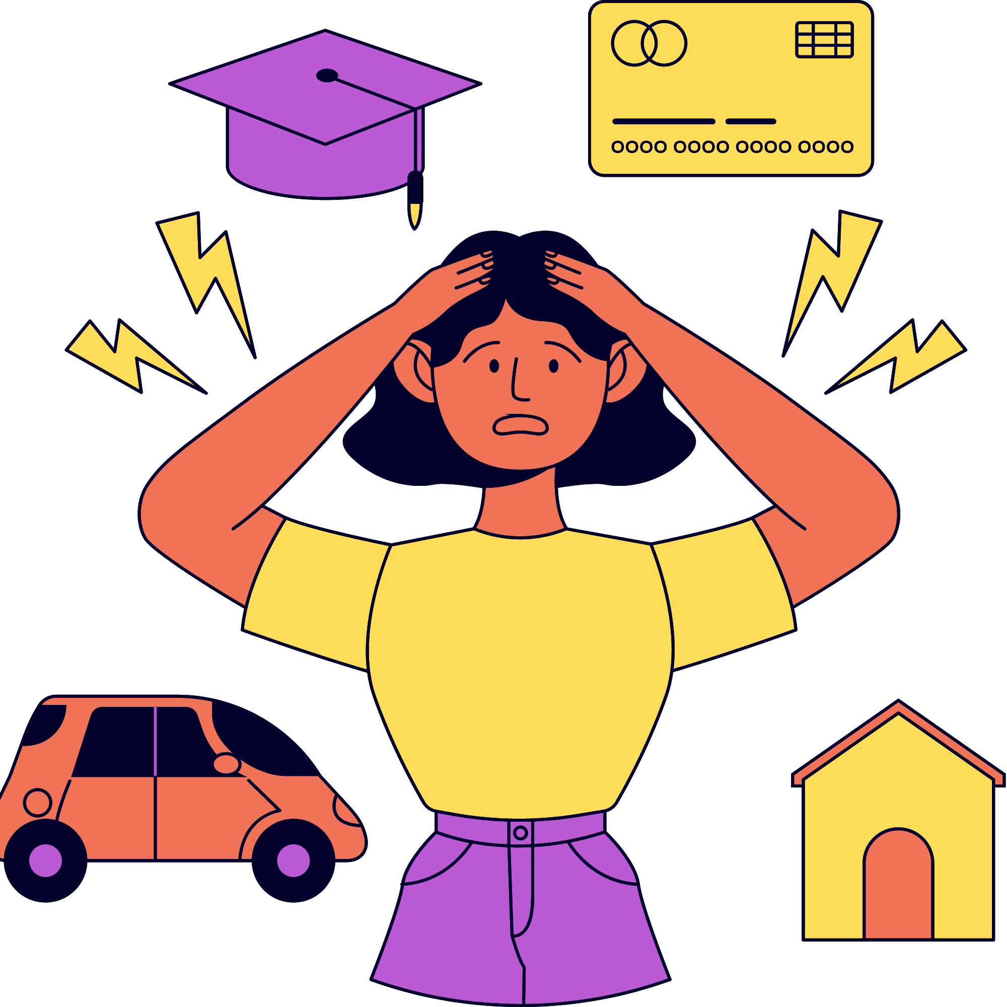 Image of girl stressed with stressors surrounding her to illustrate parentification trauma therapy in Colchester, Connecticut, 06415 and throughout Virginia