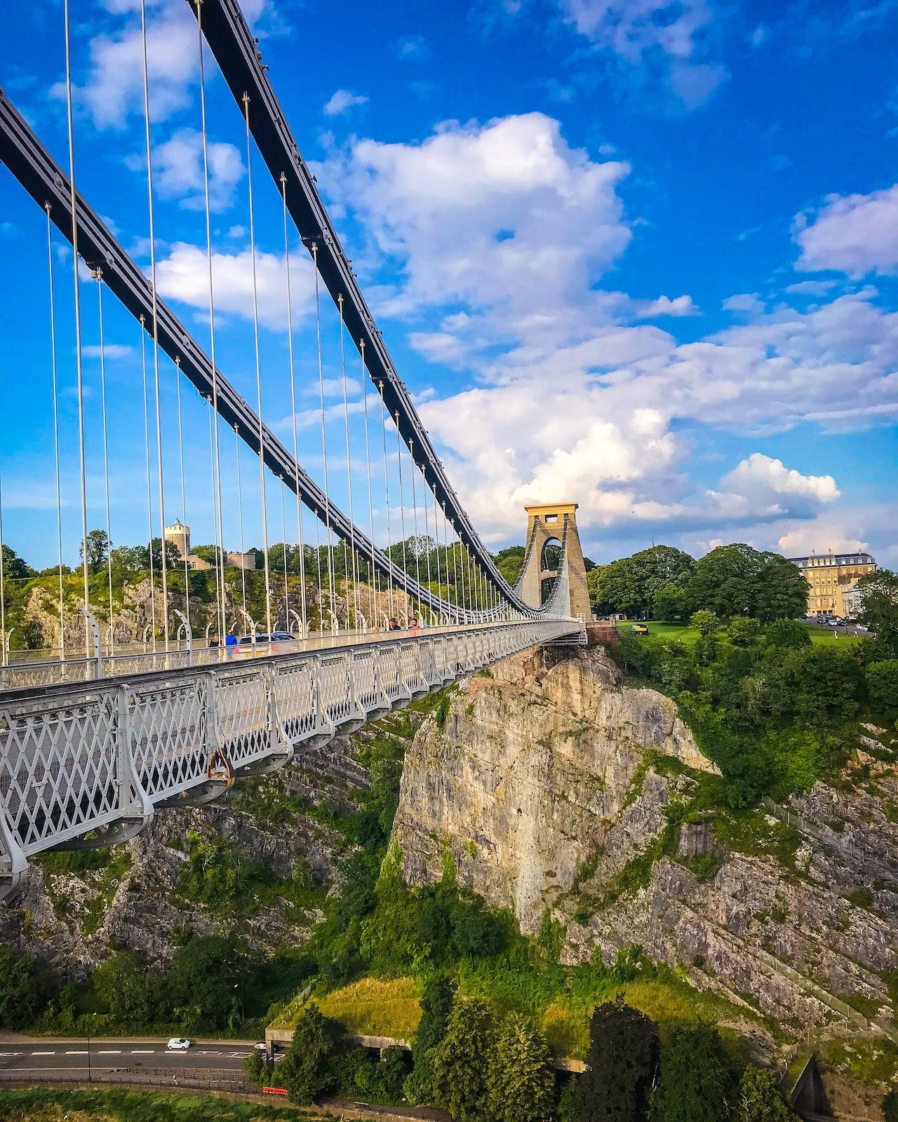 View of Clifton suspension bridge on a sunny day
