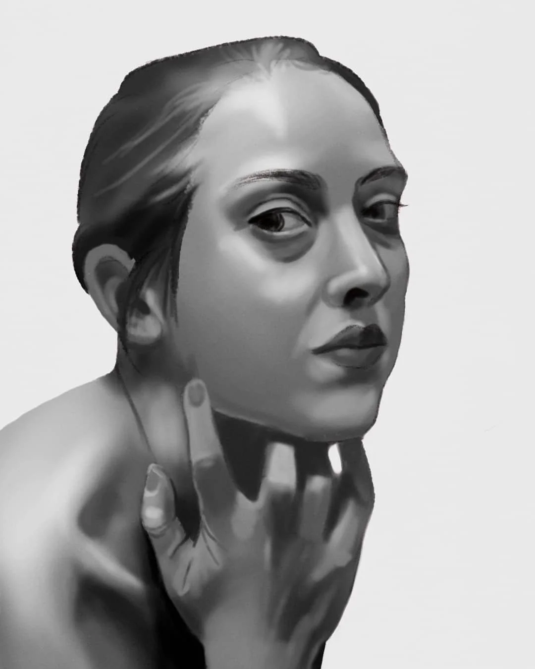 Moving on to some black and white studies. ⁠
Getting a little more confortable with Photoshop I think 🙃⁠. Focusing on light and blending.⁠
.⁠
Photo ref from Sophie Harris-Taylor's Epidermis series. .⁠
.⁠
.⁠
#digitalsketch #digitalart #surfaceproart 