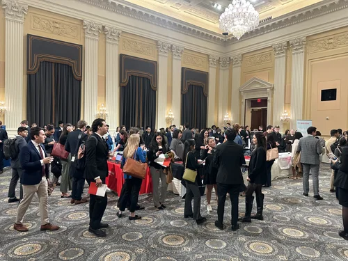Networking event in a grand Capitol Hill ballroom