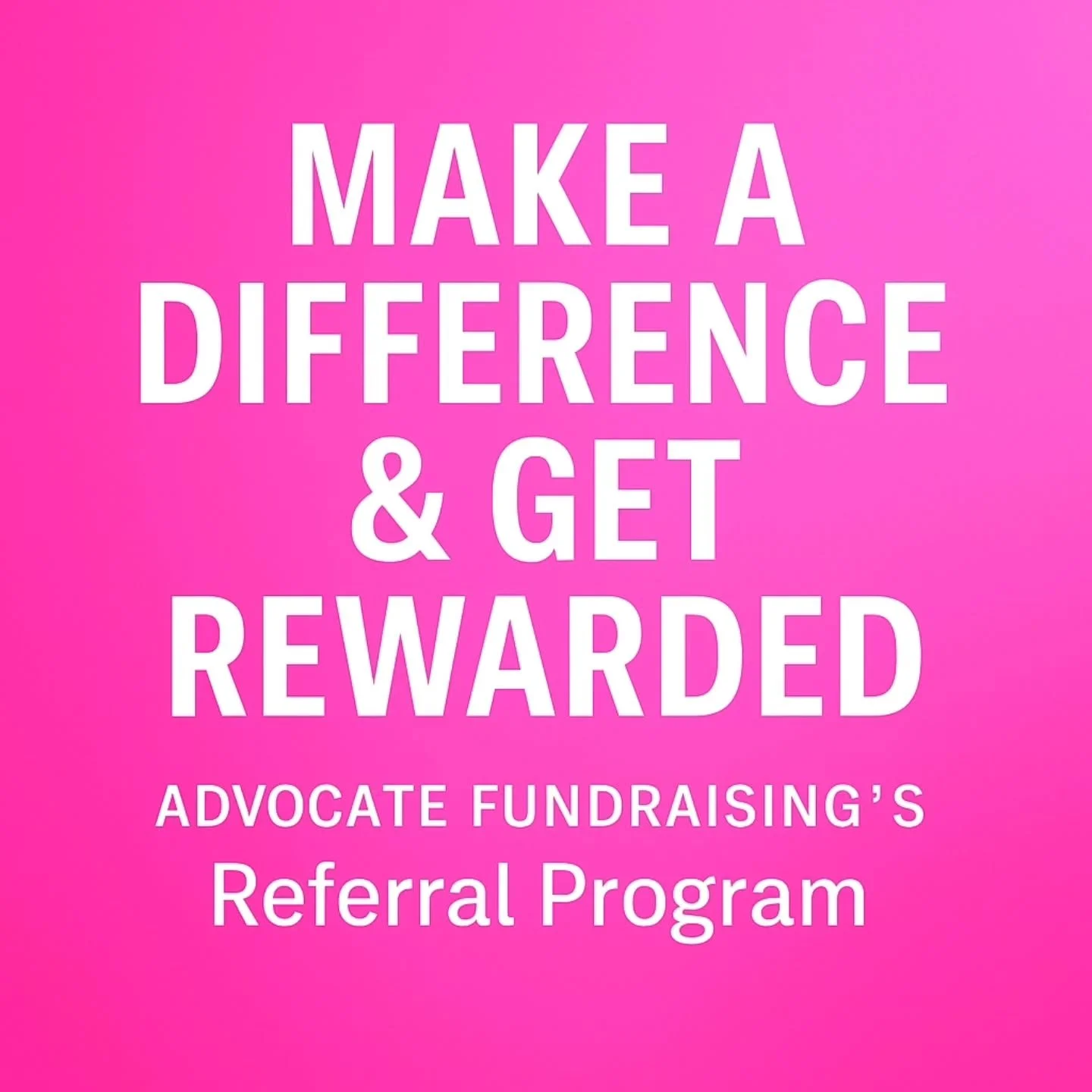 🎉 We’ve had some amazing referrals come in lately—and we’re so grateful.
Let’s keep that momentum going!
If you believe in the work we do at Advocate Fundraising and know an organization that could use our support, this is y