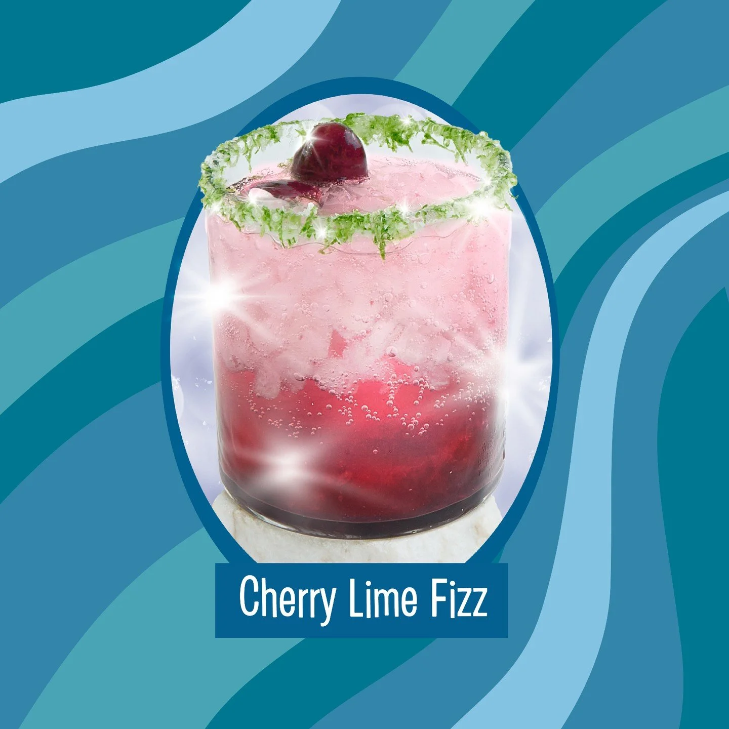 10 pitted cherries (fresh or thawed frozen)
3 tbsp fresh lime juice
1 tbsp simple syrup�(mix equal parts sugar and water until sugar is dissolved) 
Seltzer
1 tbsp lime zest
1 tbsp coarse salt
1 packet Ripple Pure

Mix the salt and lime zest. Dip the 