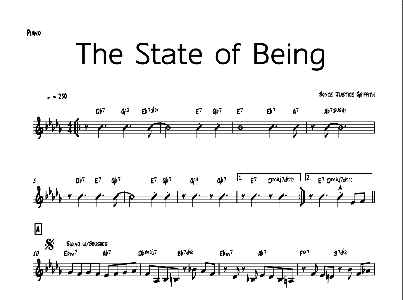 Sheet Music - The State of Being (Composed by Boyce Justice Griffith)