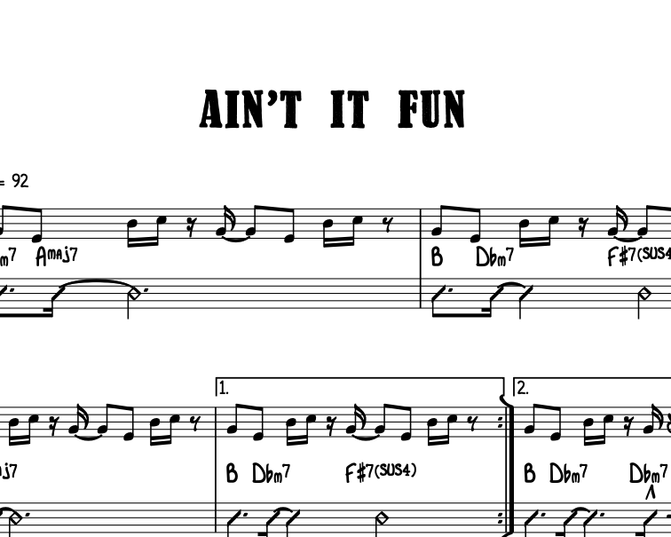 Sheet Music - Ain't It Fun (Boyce Griffith Remix)