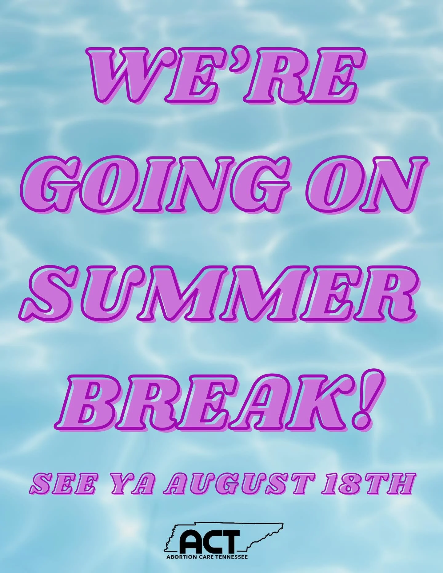 🦩🌴 WE&rsquo;RE GOIN&rsquo; ON SUMMER BREAK 🌴🦩

We are taking a short summer break from August 13 - 17. Need abortion funding during that time? Don&rsquo;t worry! You can access our funding support at any time. Just call the clinic you&rsquo;re go