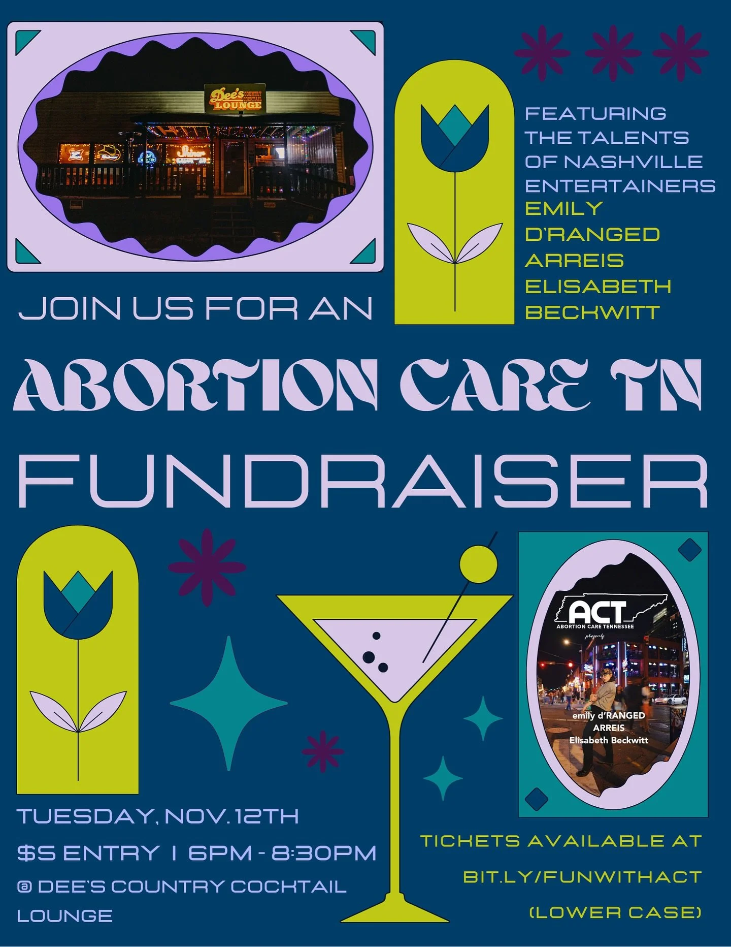 TOMORROW IN NASHVILLE

Come find us at @deeslounge615 with some of our favorite Nashville entertainers @emilydranged @arreisrising and @elisabethbeckwitt for an evening of FUNdraising for abortion!

Get tickets $5! bit.ly/funwithact (case sensitive)
