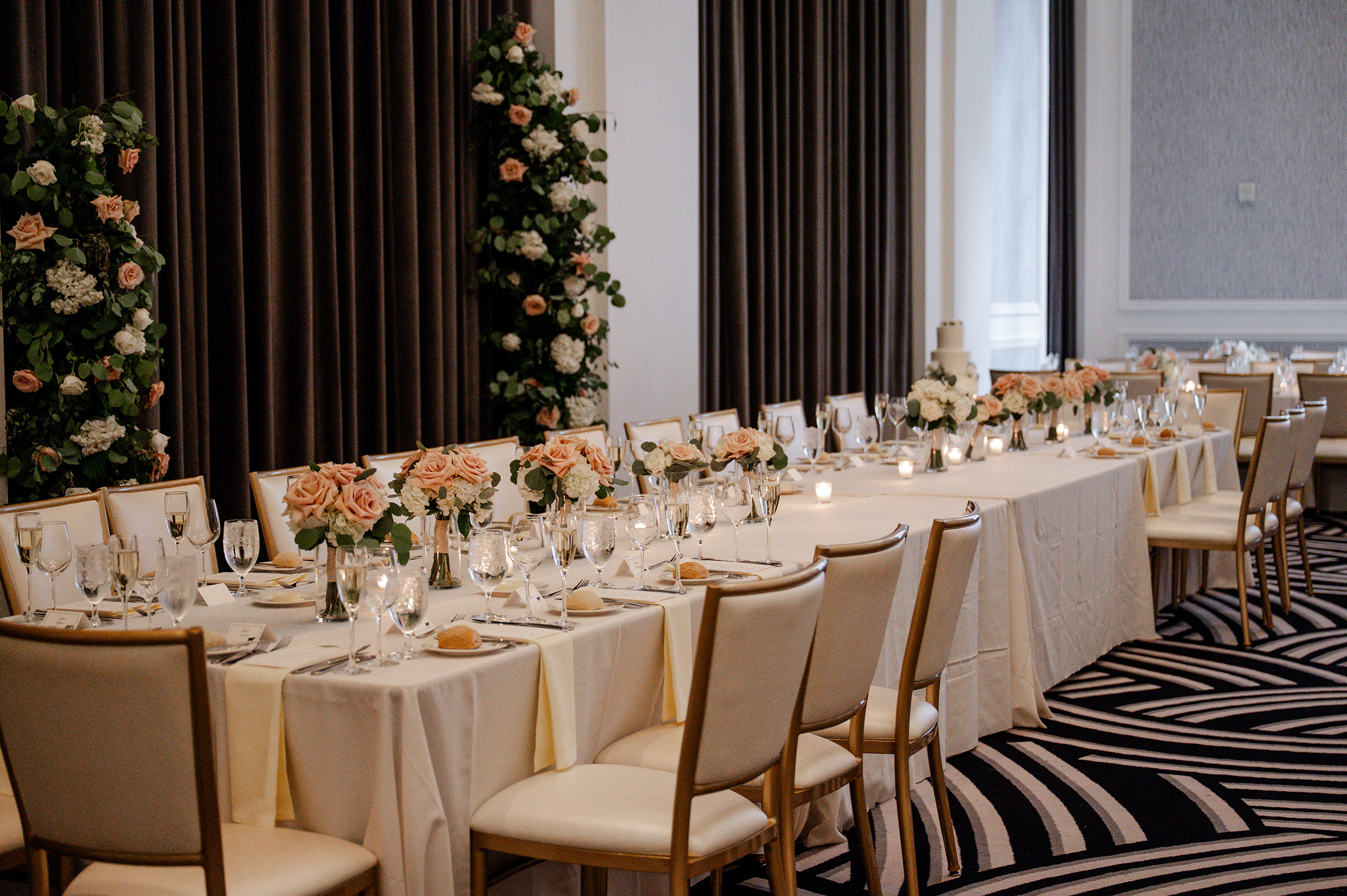 Detail shot of the head table at the beautiful Hotel Monaco in downtown Pittsburgh.