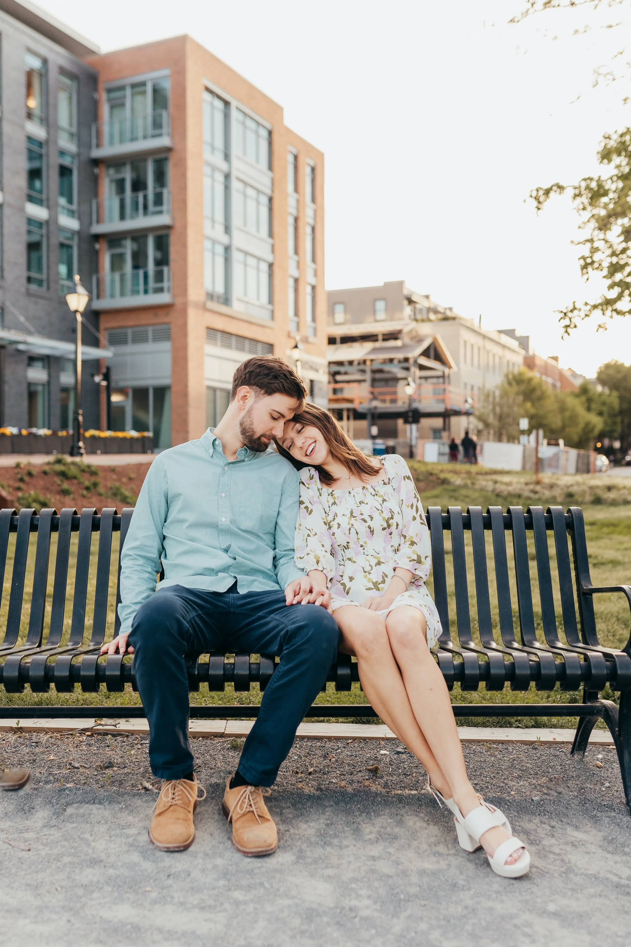 Engagement photos taken outside of Washington D.C. in Northern Virginia after a bride and groom became Fiancés