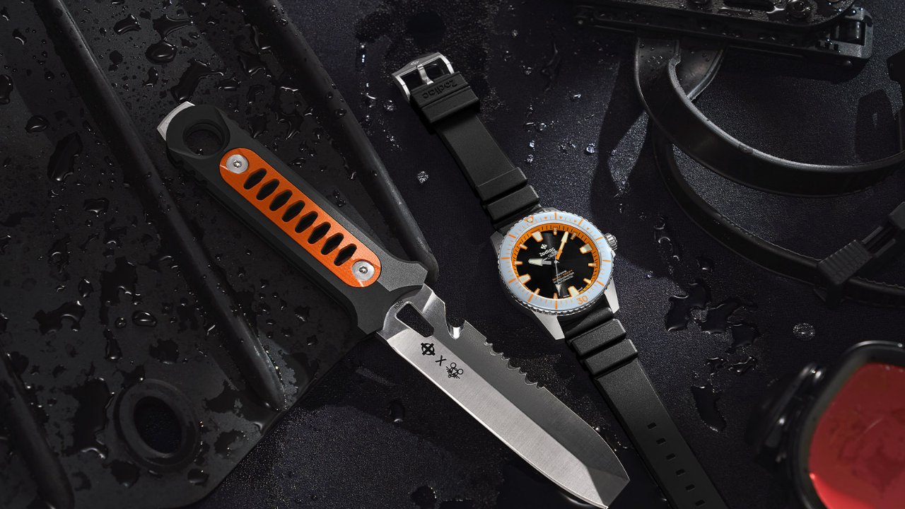 Zodiac apresenta Super Sea Wolf Pro Diver x GiantMouse em colaboração com marca de facas italiana