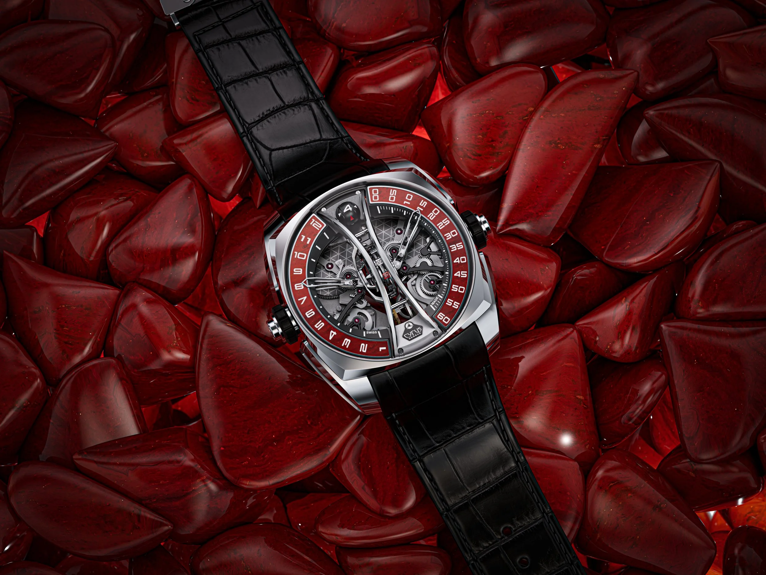Cyrus Genève na Watches &amp; Wonders 2026: jaspe vermelho no tourbillon vertical e lápis-lazúli no GMT