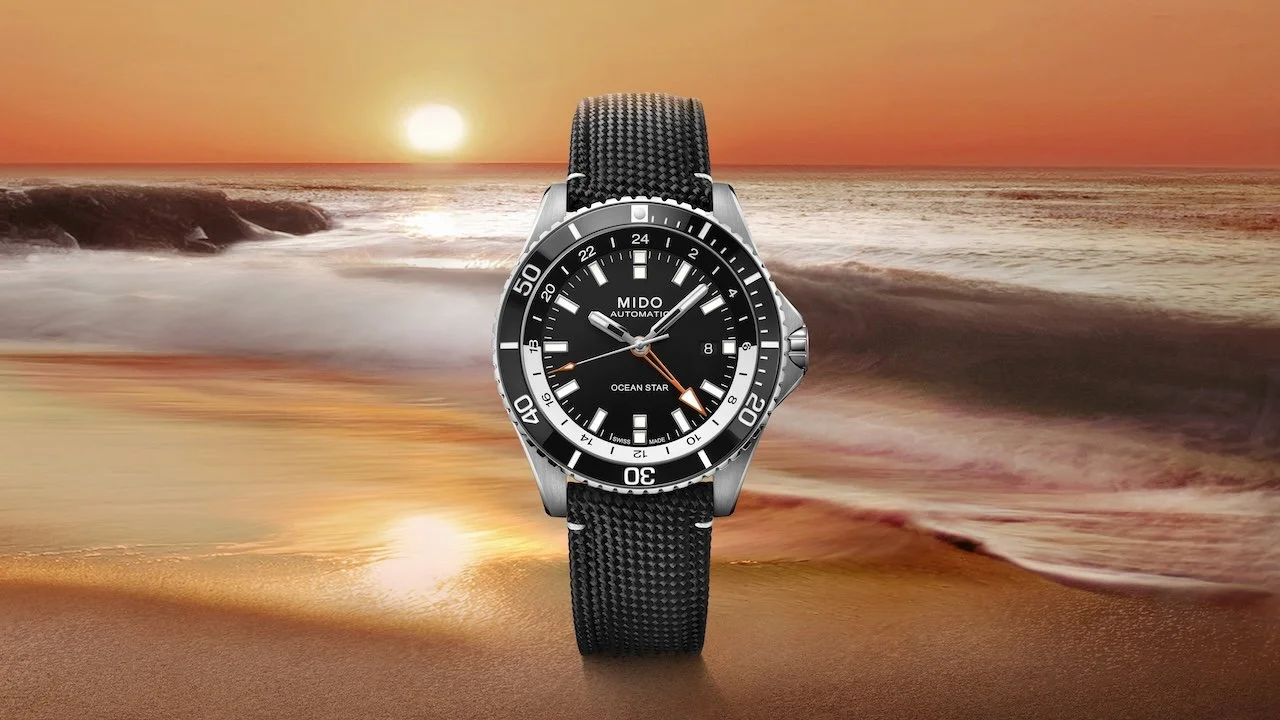 Mido Ocean Star GMT: 44 mm, 200 metros e o laranja como bússola de fuso horário