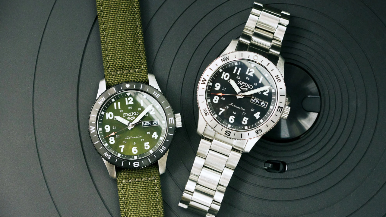 Seiko 5 Sports Field Series com bisel bússola: quatro referências, €390, disponíveis em junho