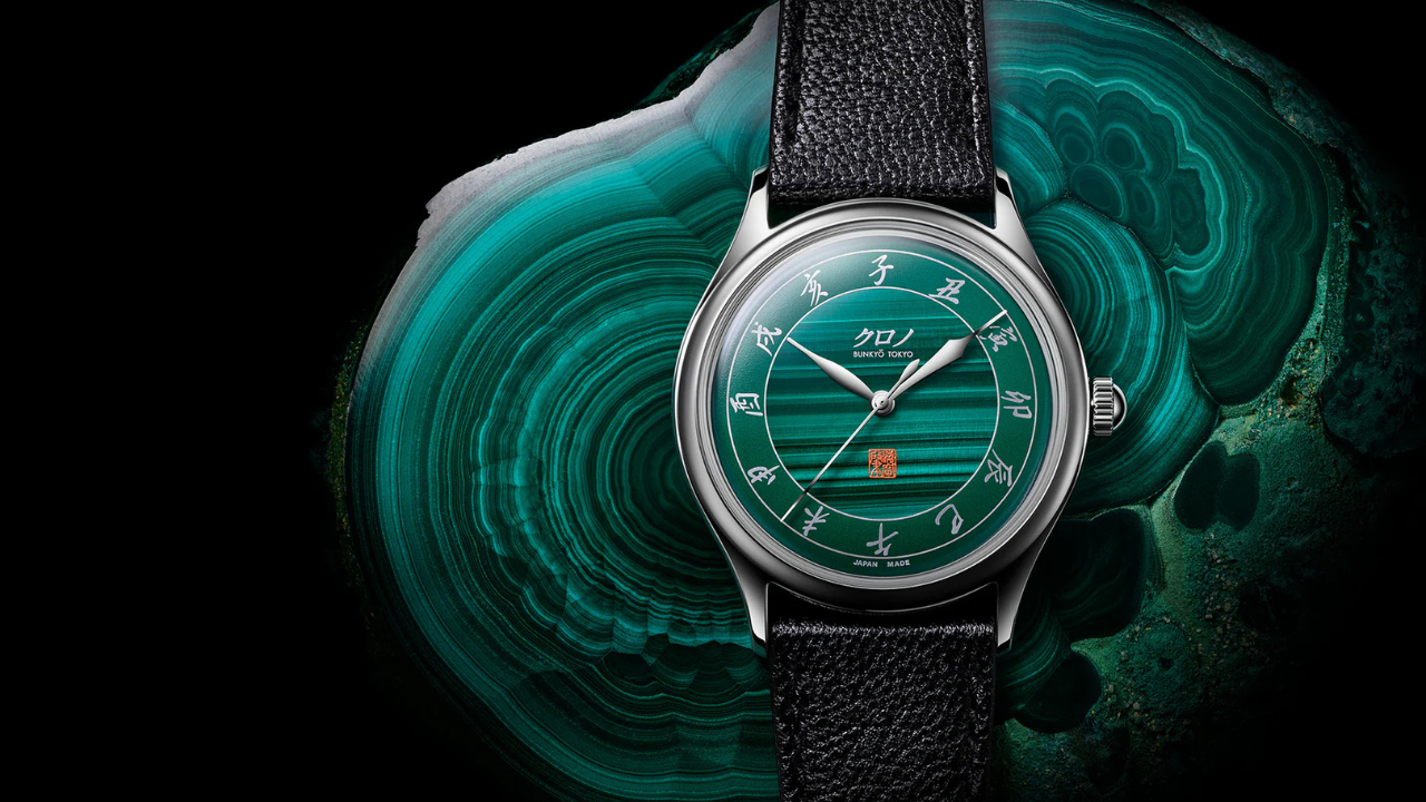 Kurono Tokyo Anniversary Malachite '孔雀石': verde malaquita, 37 mm e numerais do zodíaco japonês