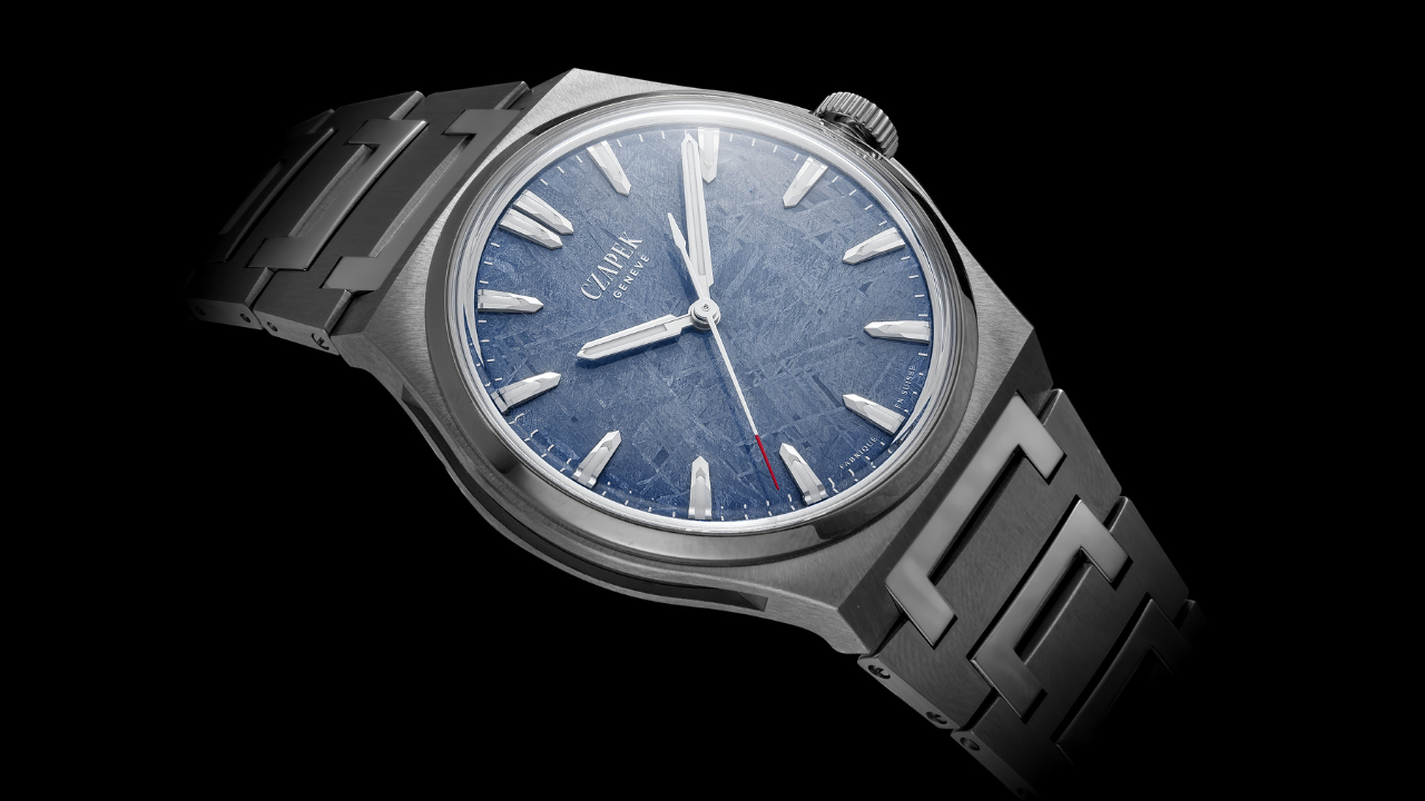 Czapek Antarctique Frozen Meteor: meteorito Gibeon de 600 milhões de anos tingido em azul denim, em duas caixas e novo bracelete V2
