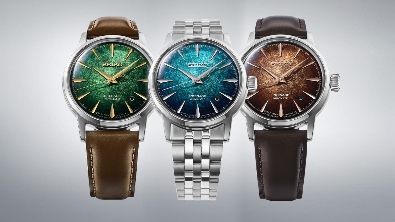 Seiko Presage Cocktail Time Crushed Ice: textura de gelo picado, gradiente descentrado e três cores de coquetel