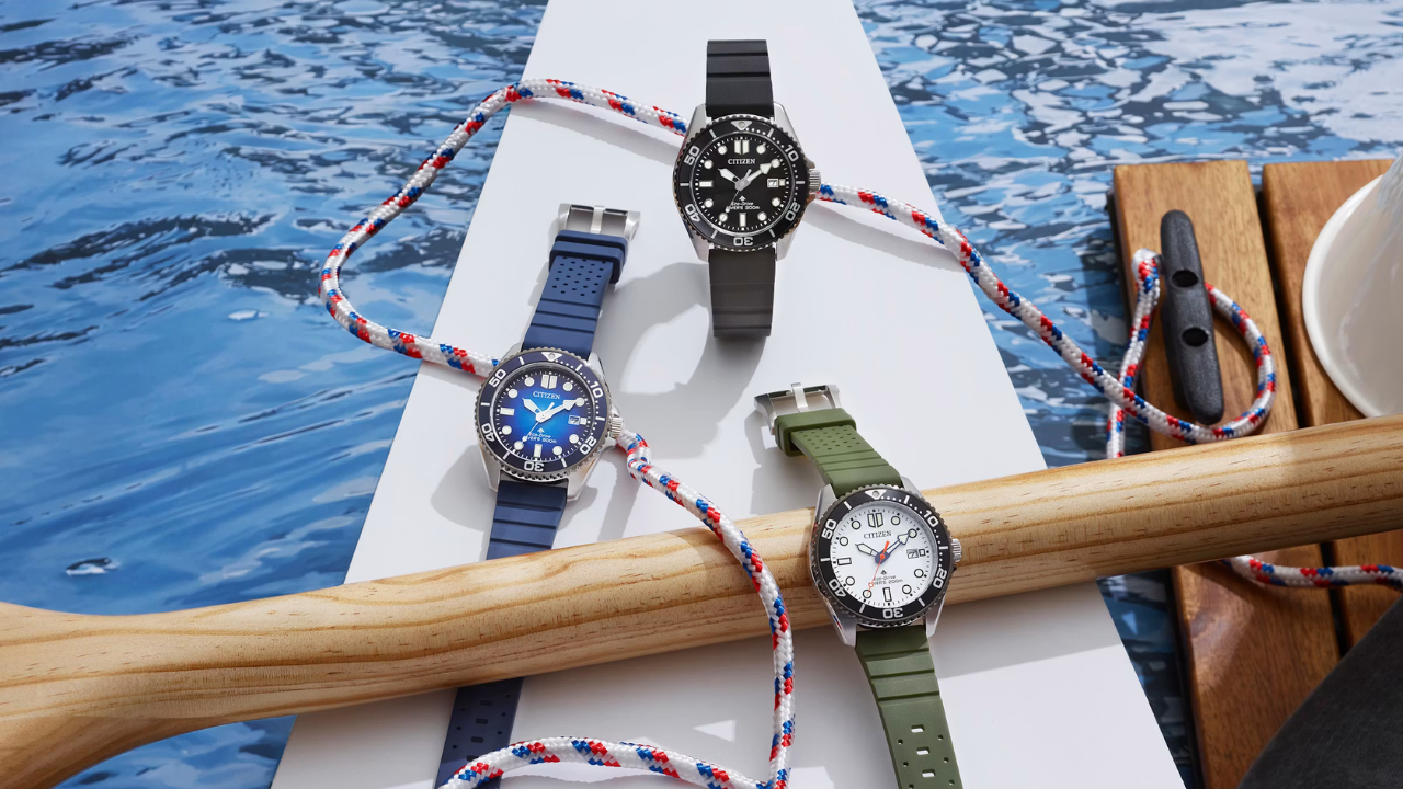 Citizen Promaster Marine Verão 2026: Calibre E118 com um ano de reserva solar, 40,6 mm e quatro cores