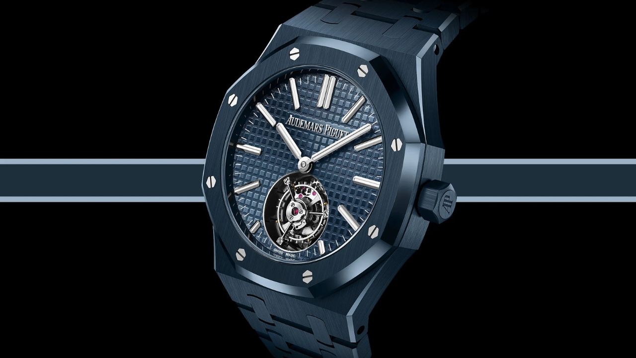 Audemars Piguet Royal Oak Selfwinding Flying Tourbillon "Bleu Nuit, Nuage 50" Cerâmica: pela primeira vez, toda a arquitetura do tourbillon voador na cor que definiu o Royal Oak de 1972