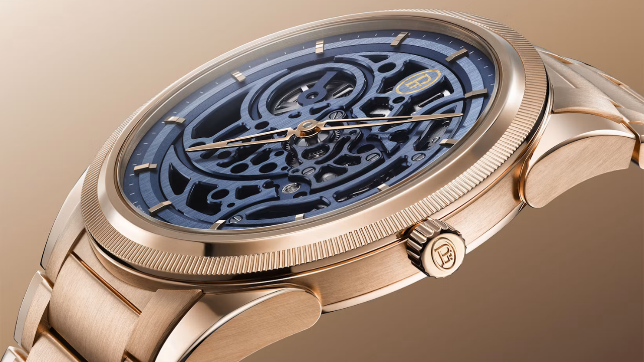 Parmigiani Tonda PF Skeleton Rose Gold Milano Blue: ouro rosa quente contra azul profundo em 8,5 mm, 30 peças e CHF 97.000