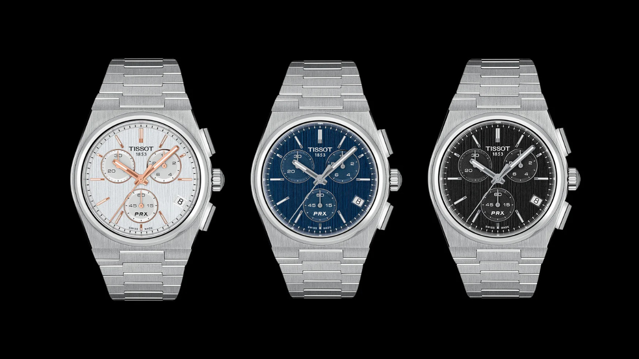 Tissot PRX Quartz Chronograph: tricompax em 41 mm, pulsadores integrados à geometria da caixa