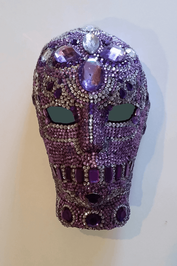 Mask in Purple, 2017 - Paper, acrylic paint, rhinestones
