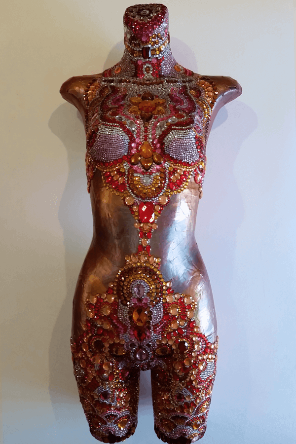 Sunrise Body, 2017 - paper, acrylic paint, rhinestones