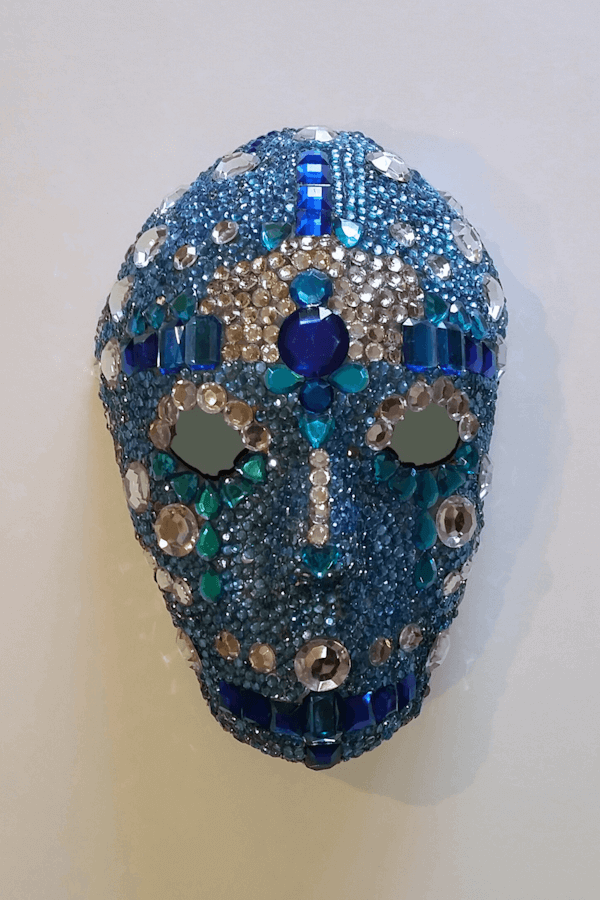 Mask in Blue, 2017 - Paper, acrylic paint, rhinestones