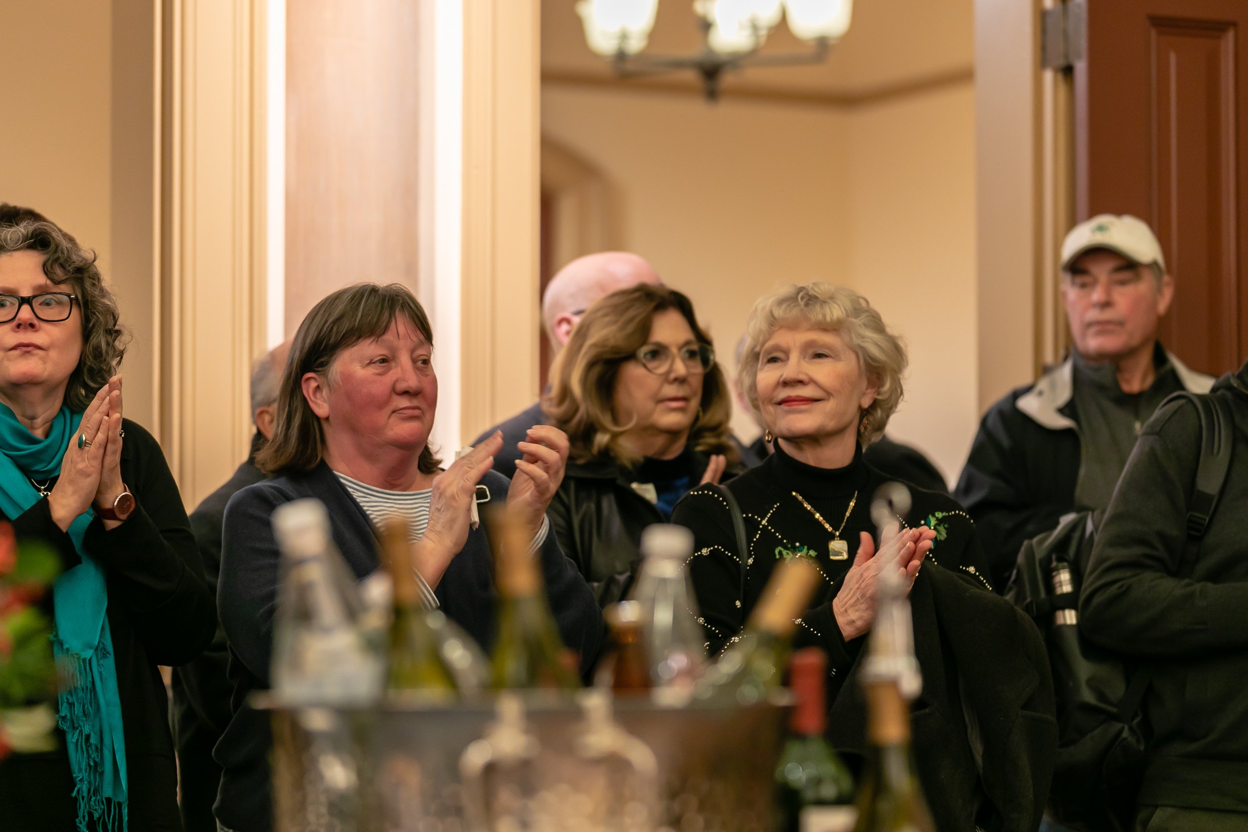 A tour group enjoying the exhibit and walking tour at the Architectural Heritage Center