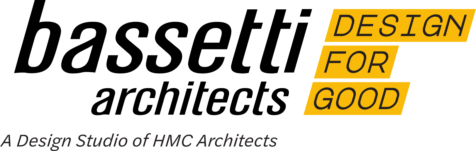 Logo for Bassetti Architects, Design for Good, A design studio of HMC Architects