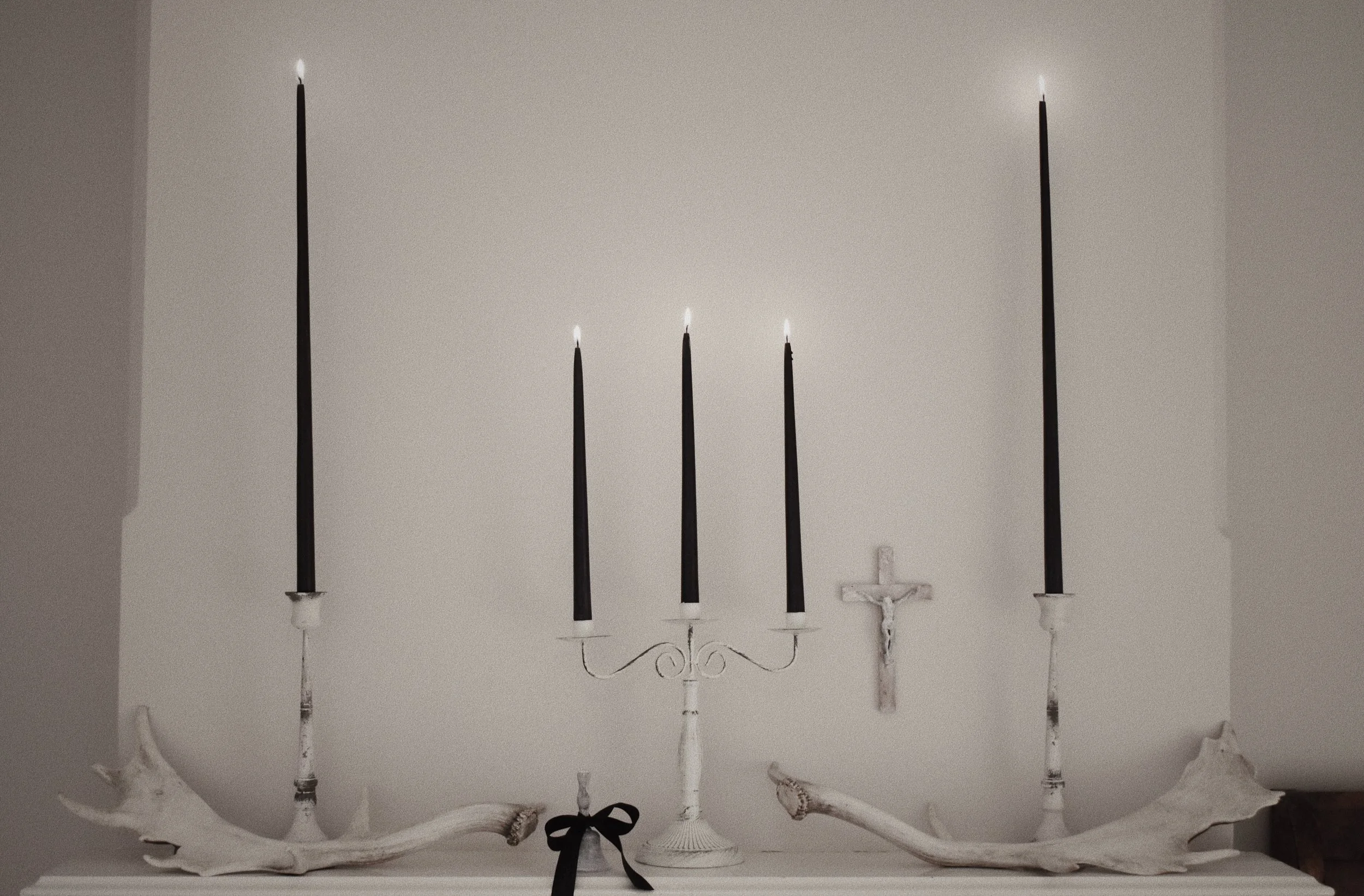 Venus in Scorpio-Gothic Western-Dark Rustic-Homewares-Home Decor-Black Tapered Dinner Candles-Festive Styling-Interiors 1.JPG