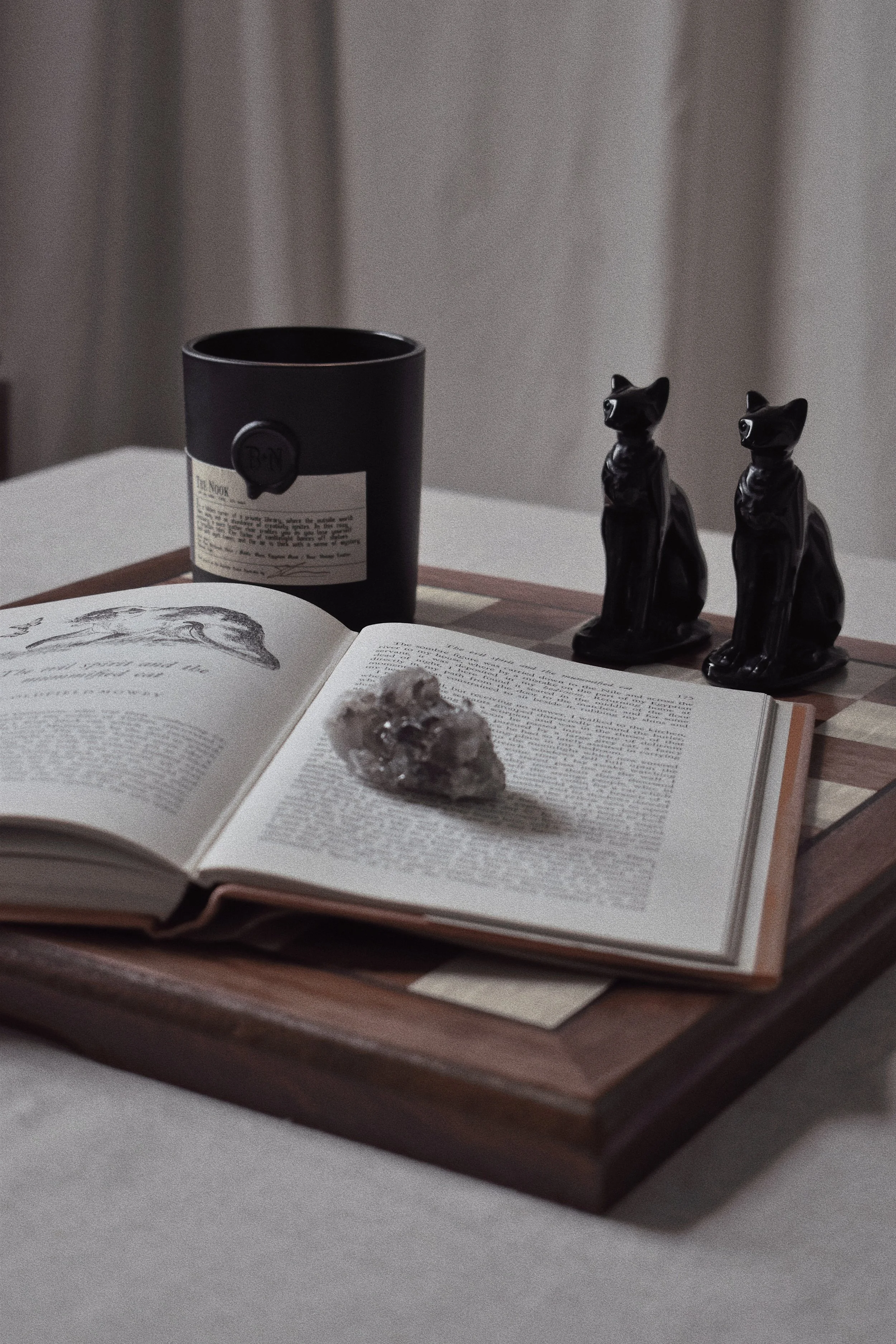 Obsidian-Black Cat-Bastet-Statuette-Protection Amulet-Lucky Charm-Witchcraft-Alternative Home Decor-Chessboard-Witchy 1.JPG