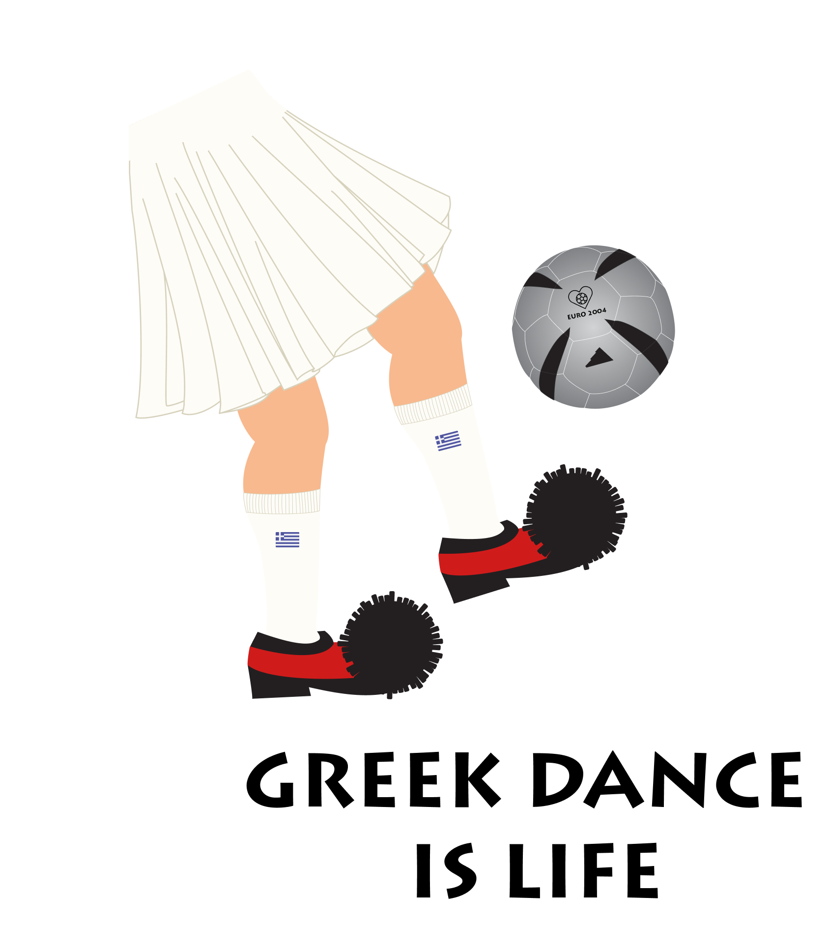 Greek Dancer jugging soccer ball inspired by Ted Lasso "football is life"