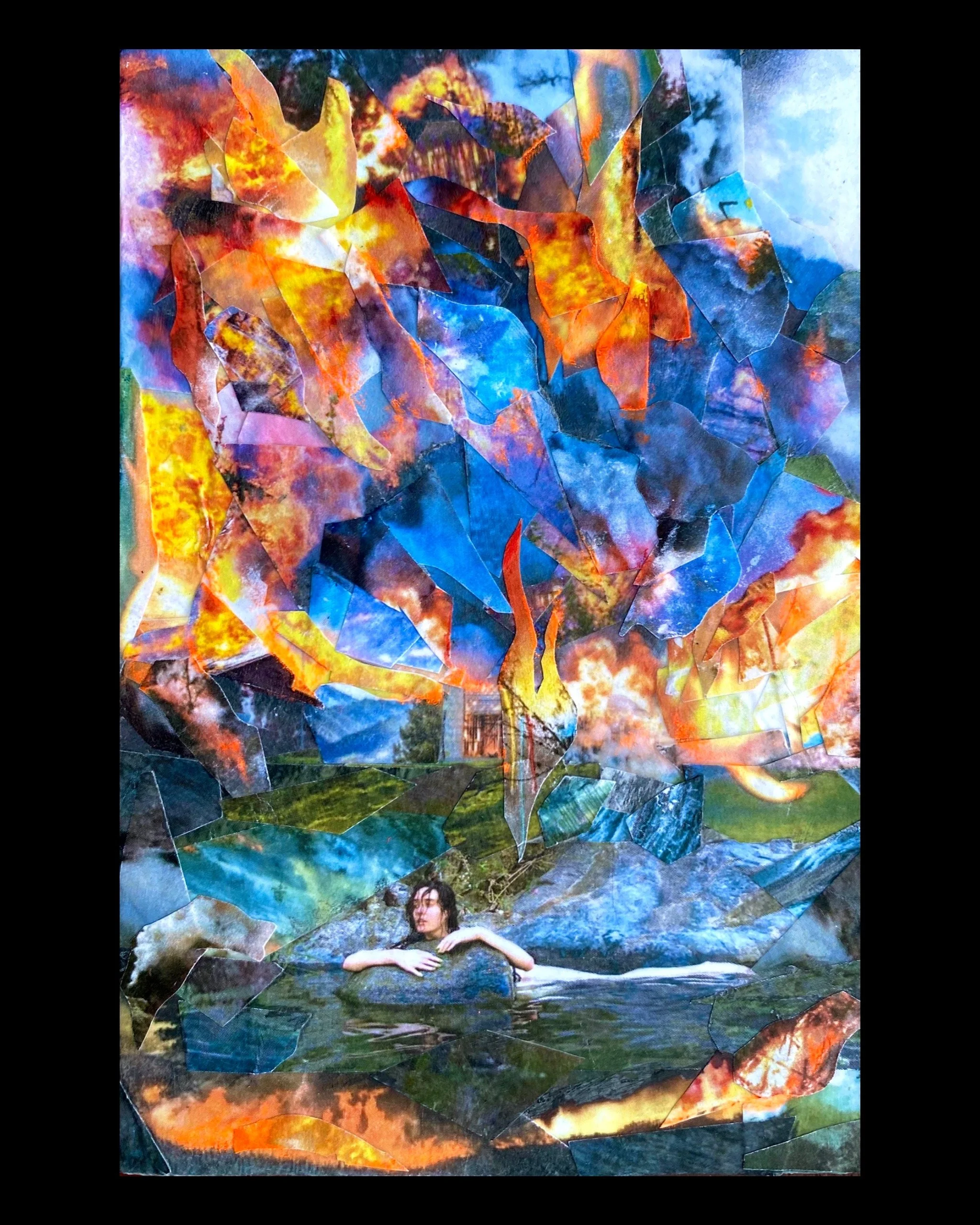 Sweet Solace, 6"x 4", Paper Collage on Panel, 2022.  $200