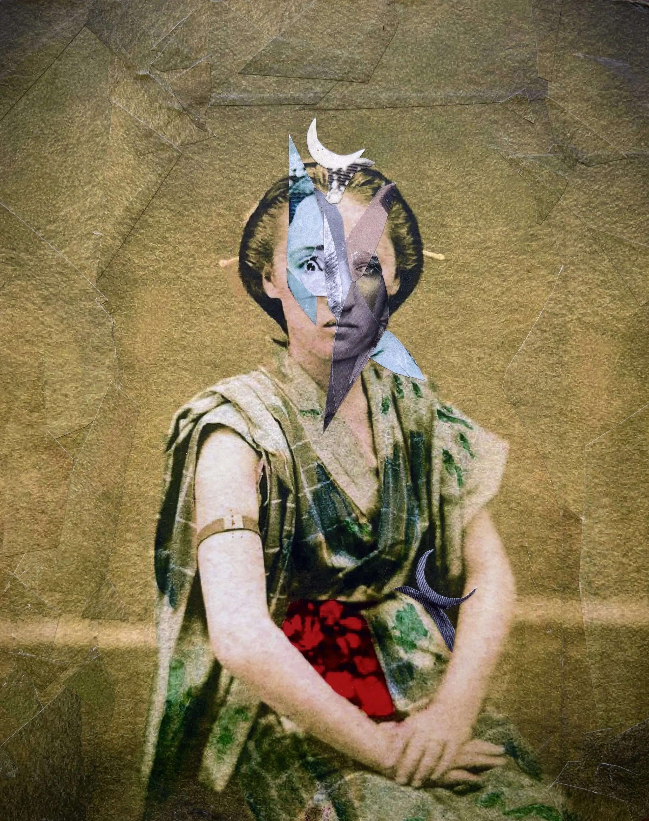 Moon Priestess, 10"x 8", Paper Collage on Panel, 2017. $150