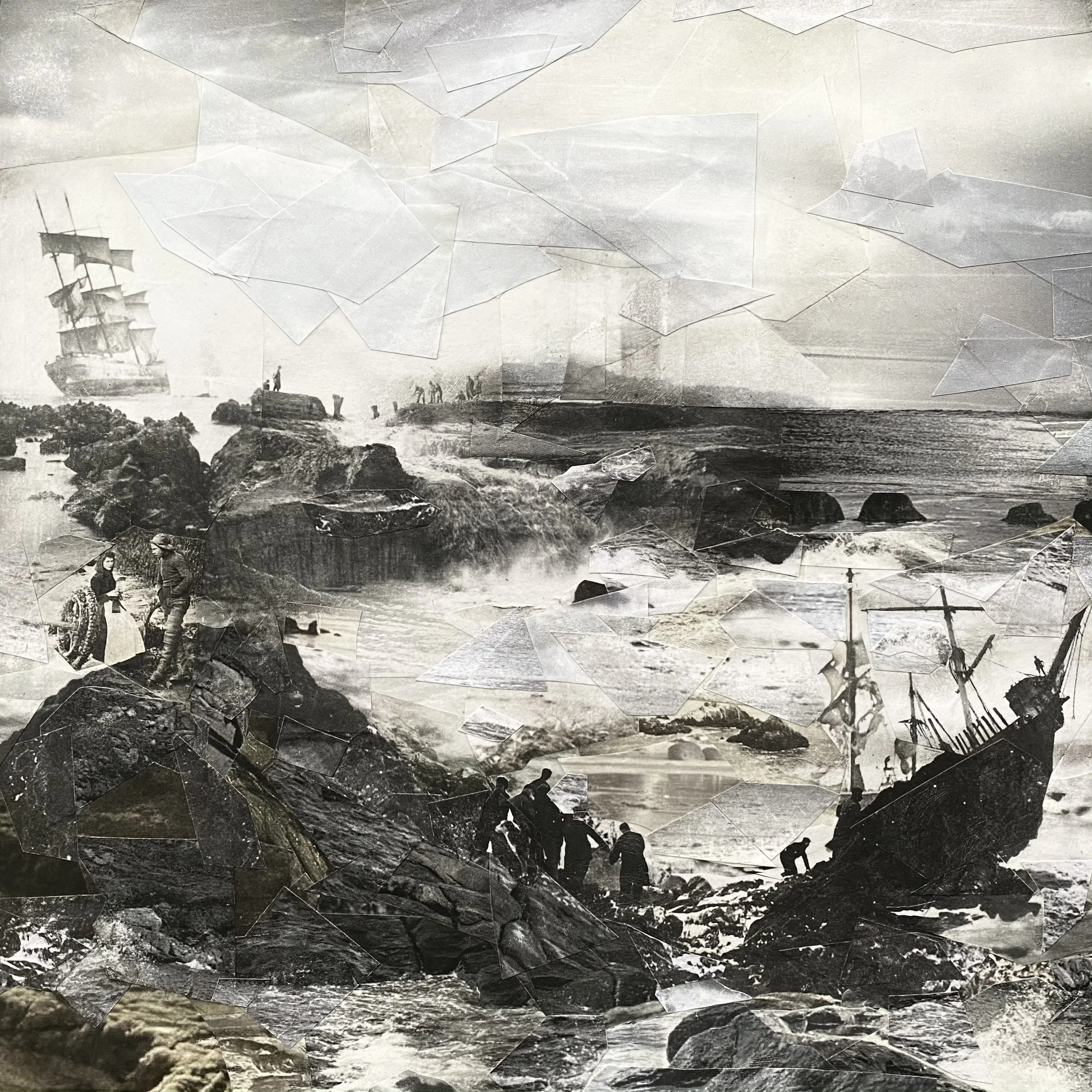 Nulla Tempestas Permanet, 10"x 10", Mixed Media Paper Collage on Panel, 2020.  $300