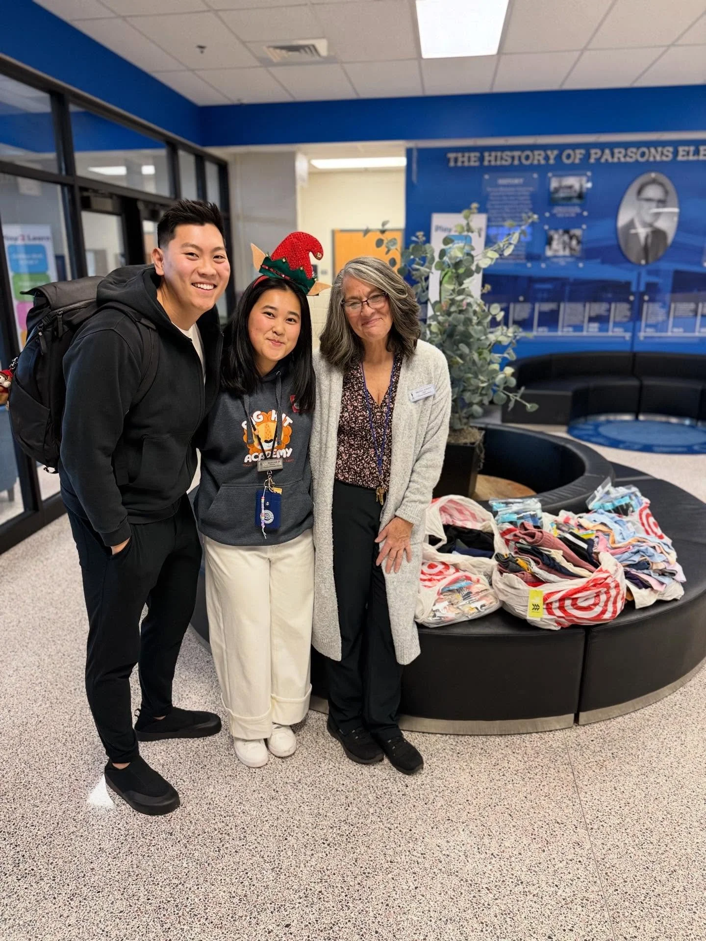 happy holiday season, parsons community!!!🎁🎅🏼&hearts;️we gifted parsons clinic with brand new tops, bottoms, and underwear for students to change into for when emergencies and accidents happen!!👕🩳