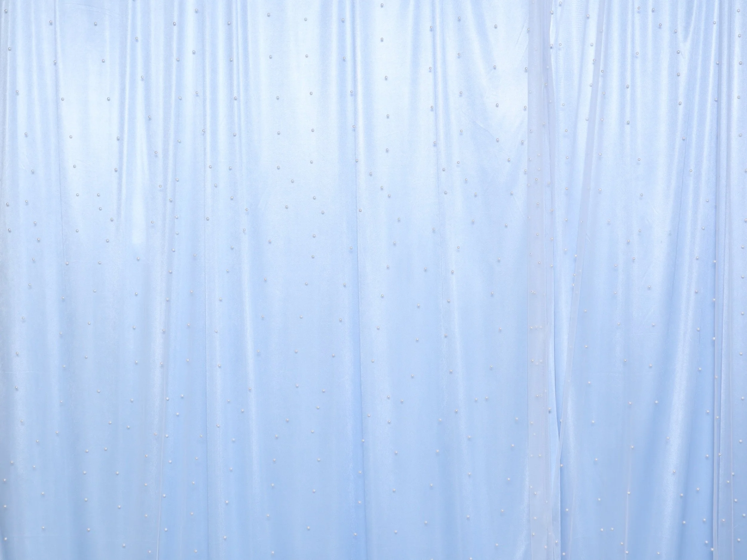 Light Blue Satin and Sheer Pearls Backdrop (Deluxe)